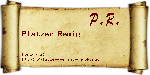 Platzer Remig névjegykártya